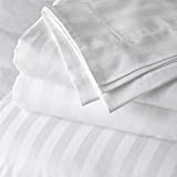 King Size 100% Egyptian Cotton 800 Thread Count 4 Piece Sheets Set - 18" Inch Deep Pocket, Smooth & Soft Sateen Weave, Premium Quality Hotel Bedding, White Striped