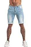 GINGTTO Mens Shorts Casual 7 Inch Inseam,Men Shorts Jeans Slim Fit Summer Blue