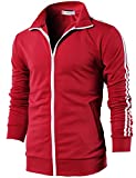 H2H Mens Active Slim Fit Track Lightweight Jacket Zip-up Long Sleeve RED US S/Asia M (CMOJA0103)