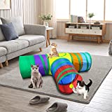 Cat Tunnel with Play Ball, Interactive Peek-a-Boo Cat Chute Cat Tube Toy, Camouflage 3 Way Tunnel for Indoor Cat, Best for Puppy, Kitty, Kitten, Rabbit