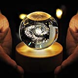 3D Space Galaxy Crystal Ball with Wood Stand, 16 Colors Galaxy Model Night Lights Atmosphere Decoration Ball, Gifts for Astronomy Enthusiast, Anniversary, Birthday, Christmas