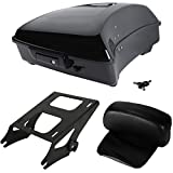 Chopped Tour Pack Luggage Kit w/Backrest Pad,Luggage Fitted Lining,Two-Up Tour Pack Mounting Rack fits for Harley Davidson Touring Road King, Road Glide, Street Glide and Select CVO Models 2014-2021