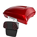 SLMOTO Wicked Red 5.5" Razor Tour Pak Pack Trunk & Honeycomb Red Stitch Backrest Pads For Harley Road Glide Touring models 2014-2021