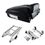 XMT-Moto Vivid Black Chopped Tour Pack Luggage Kit w/Small Backrest Pad fits for Harley Davidson Touring Models 2014-late,with Chrome Tour Pack Mounting Kit