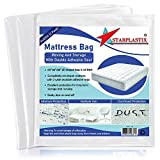 Waterproof Mattress Protector for Moving [2-Pack] by starplastix-Heavy Duty 5mil Thick Queen Size Mattress Cover-Tear Resistant Moving Bag with Adhesive Strips for Mattresses, Couches & Furniture