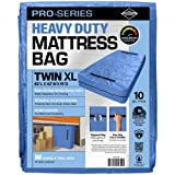 (Twin XL) 10 Mil Thick - Moving and Storage Mattress Bag w Zipper and 8 Carrying Handles - Waterproof - UV Resistant - Heavy Duty - Long Lasting (Twin XL, Blue/Black)