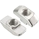 50Pcs 4040 Series M6 T Nuts, T Slot Nut Hammer Head Fastener Nut, Nickel Plated Carbon Steel Nut for Aluminum Profile(4040 Series M6)