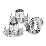 Bestgle M6 x 8mm T-Nuts 4 Pronged Zinc Plated Tee Nuts Threaded Insert for Woodworking, Furniture Leg, Rock Climbing Holds(100Pcs)
