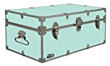 C&N Footlockers Happy Camper Storage Trunk - Summer Camp Chest - Durable with Lid Stay - 32 x 18 x 13.5 Inches (Mint)