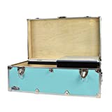 C&N Footlockers Summer Camp Trunk with Organizer Tray - Happy Camper Storage Chest - Available in 20 Colors - 32 x 18 x 13.5 Inches (Mint)