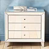 Liza Modern Glam Mirrored Rectangular Accent Table 30" x 18" with Drawer Stylish Silver Beaded Trim for Spaces Living Room Bedroom Bedside Entryway House Home Office Bathroom - Studio 55D