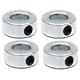 (4-Pack) Zinc Plated Carbon Steel 5/8 Bore Shaft Collars Sets - Screw Style Bore Shaft Collars with 5/8 Bore Size, 1-1/8 Outer Diameter, and 1/2 Width - Suitable for Automotive and Industrial Use