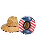 San Diego Hat Company Men's Straw Lifeguard Hat with Adjustable Chin Cord, Straw Hat for Men, Multicolor