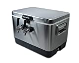 COLDBREAK Jockey Box, 2 Taps, Rear Inputs, 54 quart Cooler, 50' Coils, Steel Shanks, Includes Stainless Faucets, Silver
