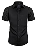 Alimens & Gentle Mens Short Sleeve Dress Shirts Regular Fit Solid Casual Button Down Shirts X-Large