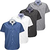 Oxford Mens Dress Shirt, 4 Pack, Short Sleeve Button Down, Casual Fit with Big and Tall Sizes, Solid Modern Colors - XL