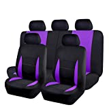 Flying Banner Car Seat Covers Front Seats Rear Bench Polyester car seat Protectors Easy installations Rear Bench Split Classic Man Lady Truck (Full Set -- Low Back, Black Purple)