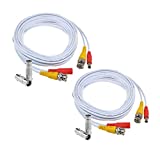Flashmen 2-Pack 25ft HD Video Power Security Camera Cables Pre-Made All-in-One Extension Wire Cord with BNC Connectors for CCTV Security Camera (White)