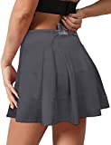WEESO Grey Skirt for Women Pleated High Waist Athletic Skirts with Shorts Grey M