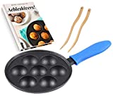 Cast Iron Aebleskiver Pan / Ebelskiver Pan / Ideal for Mini Pancake Mold, Cake Pop Pan, and Takoyaki Maker for Danish Stuffed by Upstreet (Blue)