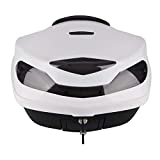 Comie Motorcycle Tour Tail Box Trunk Luggage Top Lock Storage Carrier Case w/soft backrest&handle - 48L Capacity - Can Store Helmet (White)