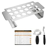 QuliMetal Jalapeno Grill Rack & Pepper Corer Tool, Large 18 Capacity Stainless Steel Drumstick Chicken Wings Roaster for BBQ Smoker and Oven, BBQ Grill Scraper, Magnetic Meat Smoking Guide