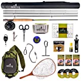 Ventures Fly Co. | Weekend Warrior Starter Package | 23 Fly Fishing Accessories Complete Combo | Includes Rod, Reel, Line, Flies, Leader, Tippet, Forceps, Nipper, Net, Sling Pack, and More!