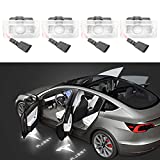 4pcs Car Door Logo Projector Lights for Tesla Model 3/Y/S/X Accessories , RCBDCYGJ Ultra-Bright Car Puddle Lights Welcome Courtesy Step Door Lamps Replacement with Extension Cords(white light)