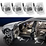 AutoEC 4PCS Tesla Puddle Lights, Upgraded Car Door Lights Logo Projector, Ultra-Bright LED 3D Laser Ghost Shadow Light, Welcome Step Courtesy Lights for Tesla Model 3 Y S X Accessories, Plug & Play