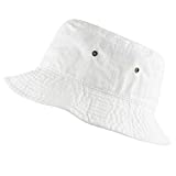 The Hat Depot 300N Unisex 100% Cotton Packable Summer Travel Bucket Hat (L/XL, White)