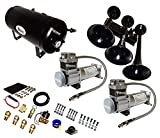 Viking Horns V103C2X-6-12/311-1B Super Loud 170 Decibels Black Train Air Horn Kit, with Dual 200 PSI Air Compressors