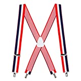 SuspenderStore Men's Red/White/Blue Striped Clip Suspenders - 1.5 Inch Wide