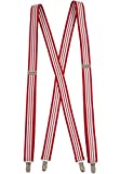 Hold'Em Suspenders for Men X-Back Adjustable Straight Clip -Red and White Striped