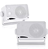 Pyle 3-Way Weatherproof Outdoor Speaker Set - 3.5 Inch 200W Pair of Marine Grade Mount Speakers - in a Heavy Duty ABS Enclosure Grill - Home, Boat, Poolside, Patio, Indoor Outdoor Use -PLMR24 (White)