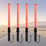 21 inch Signal Traffic Safety Baton 4 Piece 6 Led Light Multifunction Traffic Wand with Blinking and Steady-Glow Flashing Modes for Parking Guides, Using 2 C-Size Batteries (Not Included)