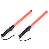 E-riding 21 inch Signal Traffic Safety Baton 2 Pieces Led Light Traffic Wands with 2 Flashing Modes for Parking Guides, Using 2 C-size batteries (Not included)