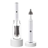 Electric Bottle Brush Set with Baby Bottle Brush, Nipple Brush, Straw Cleaner Brush, Electric Baby Bottle Cleaner, Gift for Pregnant Women and New Moms,White