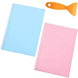 2 Pcs Sticker Collecting Albums with a Plastic Spatula Reusable Sticker Collecting Books 8.3 x 5.8 Inches Notepads Sticker Collection Accessories for Collecting Stickers, Labels (Minimalist)