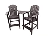 Phat Tommy Recycled Poly Resin Balcony Chair Settee | Durable and Eco-Friendly Adirondack Armchair and Removable Side Table | This Patio Furniture is Great for Your Lawn, Garden, Swimming Pool, Deck.