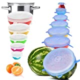 Reusable Silicone Stretch Lids, 14PCS Premium Stretch Silicone Lids for Food Storage, Flexible Round Silicone Bowl Covers, 7 Different Sizes Reusable Stretch and Seal Lids - Keep Food Fresh, by YXYL