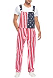 American Flag Overalls Pants Adjustable Straps Mens Red White And Blue Jean Coveralls 4th Of July Romper