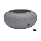 HC Companies Versatile 21 Inch Round Natural Decorative Plastic Outdoor Garden Hose Storage Pot with Side Hole for Faucet Connection, Granite