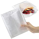 [200 Pack] Plain 7 x 6 x 1" Glassine Wax Paper Sandwich Bags, Cookie Pastry Food Snack Wraps Baggies Sleeves Grease Resistant Parchment, White Glossy