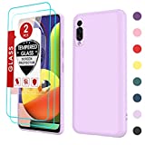 Samsung Galaxy A50 Case, A50 Phone Case with [2 Pack] Tempered Glass Screen Protector, LeYi Liquid Silicone Slim Gel Rubber Protective Case for Galaxy A50/ A50S/ A30S, Purple