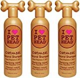 Pet Head 3 Pack of Natural Shampoo for Dogs, 12 Ounces each, with Oatmeal Aloe and Vitamins C and E