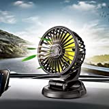 Car Fan 12V Electric Car Cooling Fan with 360 Degree Adjustable Quiet Strong Dashboard Cooling Fan That Plugs into USB & Cigarette Lighter Vehicle Fan,for Sedan SUV RV Boat or Home (Cigarette Lighter 12V)