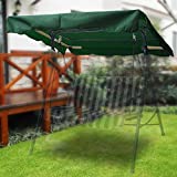 Flexzion Swing Canopy Cover (Green) 66" x 45" - Deluxe Polyester Top Replacement UV Block Sun Shade Waterproof Decor for Outdoor Garden Patio Yard Park Porch Seat Furniture