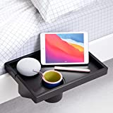 BedShelfie Wood Bedside Shelf for Bed with Cupholder & Bunk Bed Shelf Tray Table Caddy Top Bunk Organizer As Seen On Business Insider Dorm Room Essentials Clip-On Nightstand (Cupholder Black Bamboo)