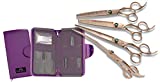 Kenchii Rose Gold Deluxe Grooming Shears Great Grooming Shears for All Breeds (8.0" 4 Piece Set)