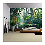 wall26 - Illustration - Fantasy Forest Background Illustration Painting - Removable Wall Mural | Self-Adhesive Large Wallpaper - 100x144 inches